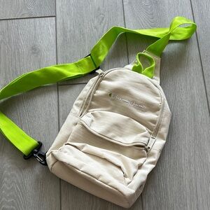 Champion Beige and Lime Green Sling Bag